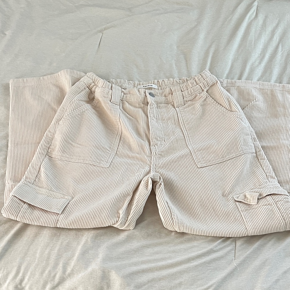 Pacsun Corduroy Cargo Pants in Light Beige